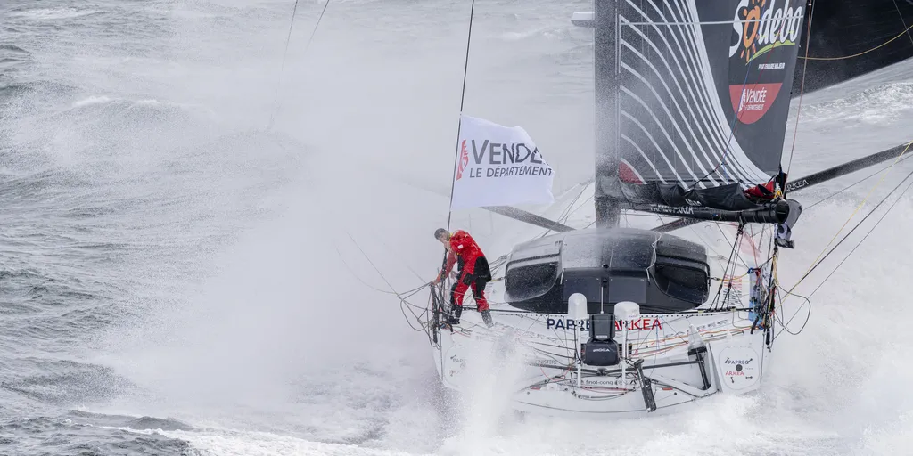 Yoann Richomme à bord de PAPREC ARKÉA. 