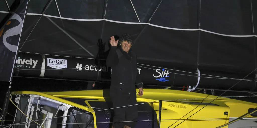 LES SABLES D’OLONNE, FRANCE - FEBRUARY 04, 2025 : Tout Commence en Finistère - Armor Lux skipper Jean le Cam (FRA) is photographed after taking 20th place in the Vendee Globe, on February 04, 2025 in Les Sables d'Olonne, France - (Photo by Jean-Marie Liot / Alea)