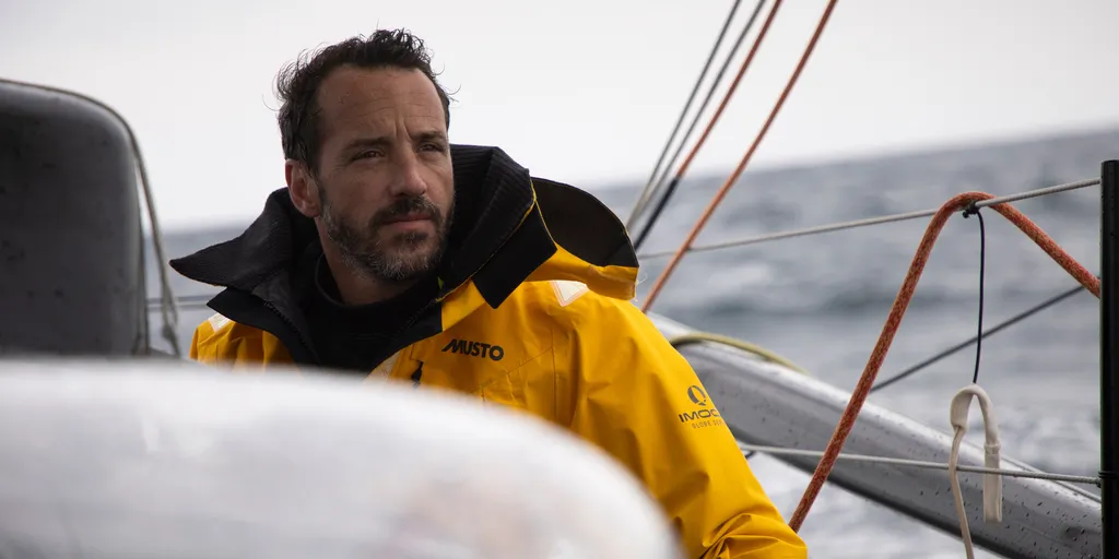 SAINT-MALO, FRANCE - JUNE 19, 2024 : Bureau Vallée skipper Louis Burton (FRA) is pictured on June 19, 2024 in Saint-Malo, France. (Photo by Benjamin Sellier)