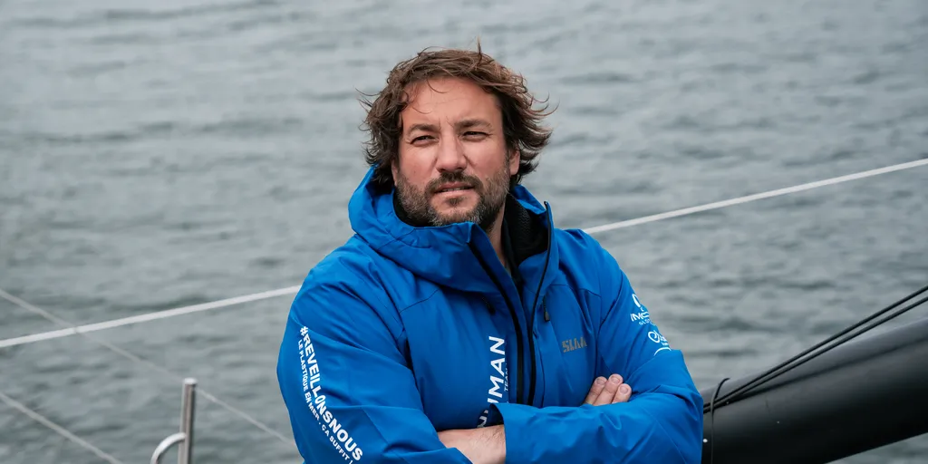 LORIENT, FRANCE - SEPTEMBER 2, 2024 : Human Immobilier skipper Antoine Cornic (FRA) is pictured on September 2, 2024 in Lorient, France - Photo by Bastien Hebras