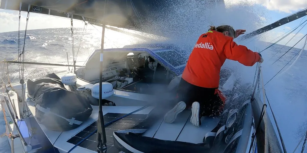 RACE, NOVEMBER 14, 2024 : Photo sent from the boat Medallia during the Vendee Globe sailing race on November 14, 2024. (Photo by skipper Pip Hare)