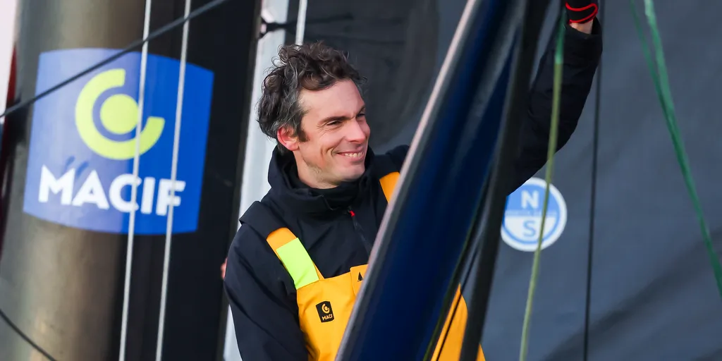 LES SABLES D'OLONNE, FRANCE - JANUARY 14, 2025 : MACIF Santé Prévoyance skipper Charlie Dalin (FRA) is photographed after winning the Vendee Globe 2024, on January 14, 2025 in Les Sables d'Olonne, France. (Photo by Lloyd Images / Alea)