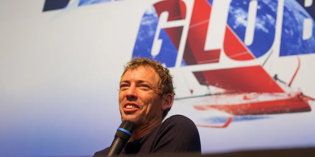 LES SABLES D'OLONNE, FRANCE - JANUARY 25, 2025 : VULNERABLE skipper Thomas Ruyant (FRA) is photographed during his press conference after taking 7th place in the Vendee Globe, on January 25, 2025 in Les Sables d'Olonne, France - (Photo by / Alea)
