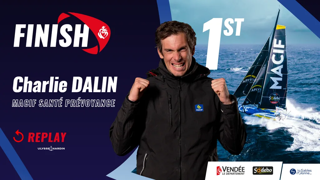 Finish of Charlie Dalin, winner of the Vendée Globe 2024