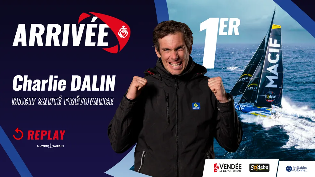 Arrivée de Charlie Dalin, vainqueur du Vendée Globe 2024