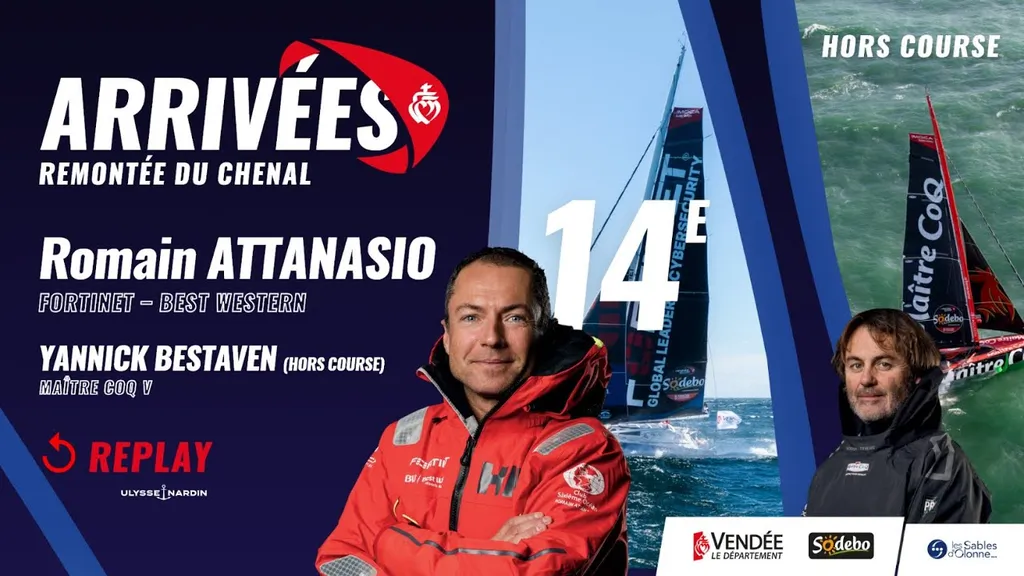 Arrivées de Romain Attanasio, 14e du Vendée Globe (et Yannick Bestaven - hors course)