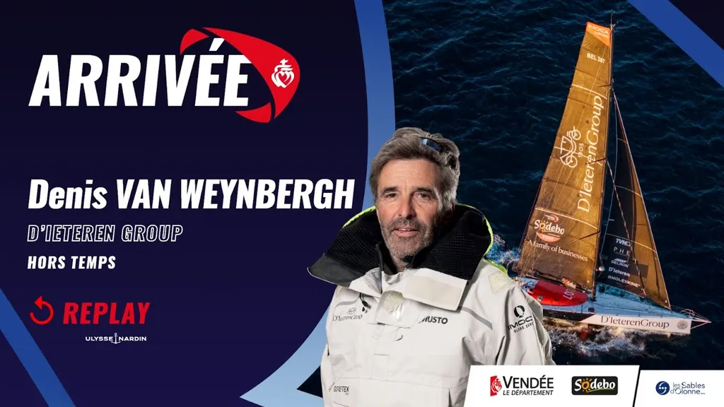 Remontée du chenal de Denis Van Weynbergh, hors course sur le Vendée Globe 2024