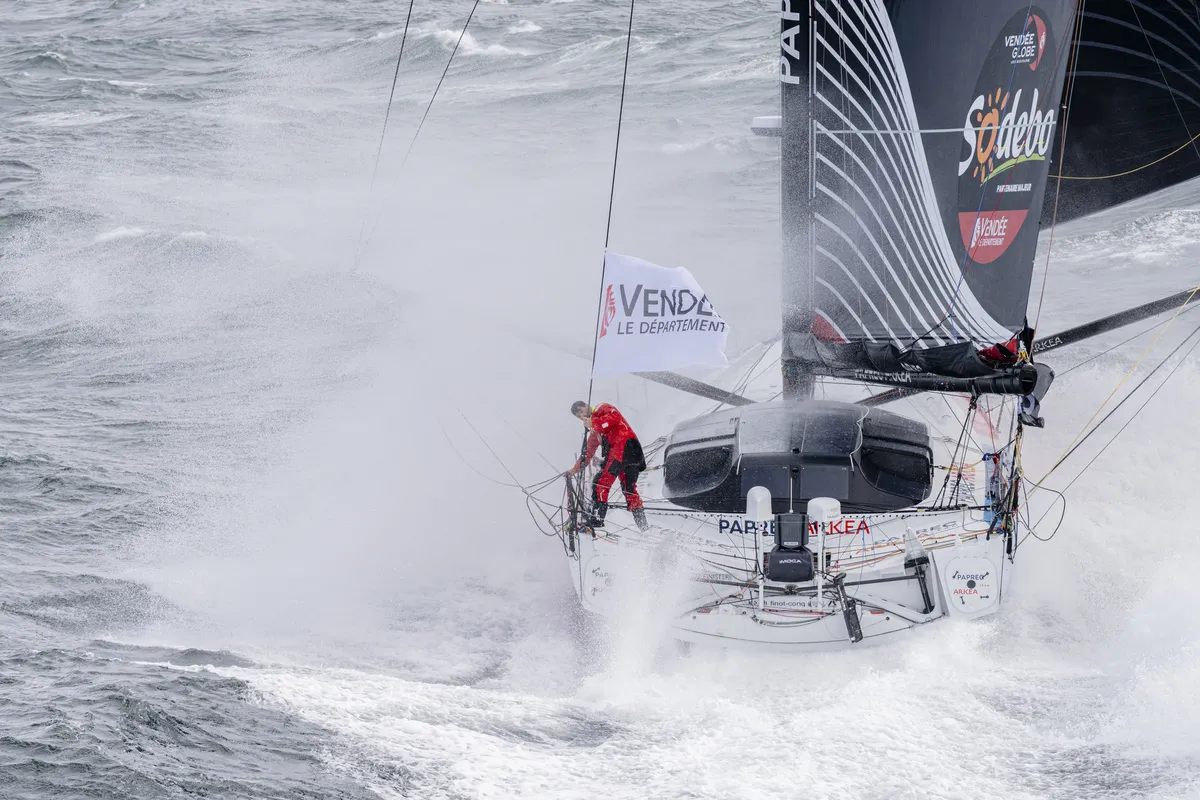 Yoann Richomme à bord de PAPREC ARKÉA. 