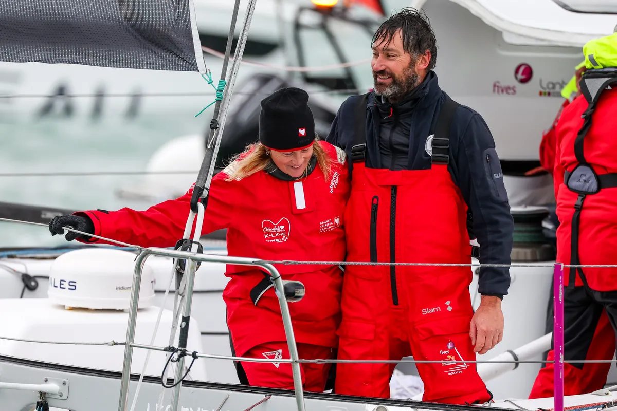 LES SABLES D’OLONNE, FRANCE - FEBRUARY 09, 2025 : Fives Group - Lantana Environnement skipper Louis Duc (FRA) is photographed after taking 26th place in the Vendee Globe, on February 09, 2025 in Les Sables d'Olonne, France - (Photo by Jean-Marie Liot / Alea)
