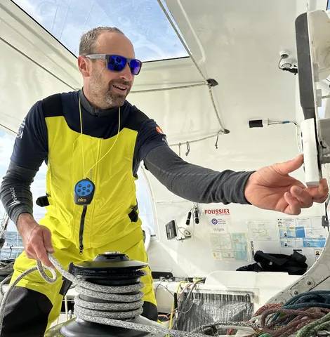 Sébastien Marsset à bord de l'IMOCA Foussier