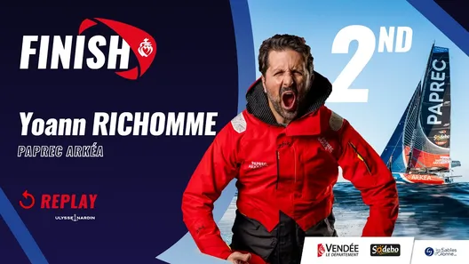 Finish of Yoann Richomme, 2nd of the Vendée Globe 2024