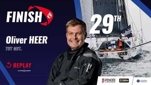 Finish of Oliver Heer, 29th in the Vendée Globe