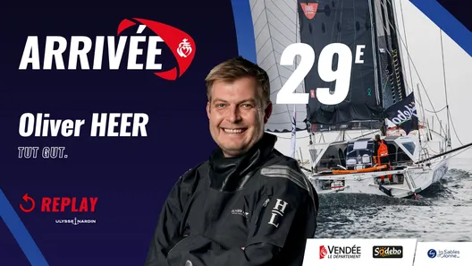 Arrivée d'Oliver Heer, 29e du Vendée Globe