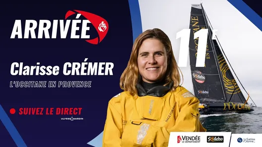 Remontée du chenal de Clarisse Crémer 11e du Vendée Globe 2024