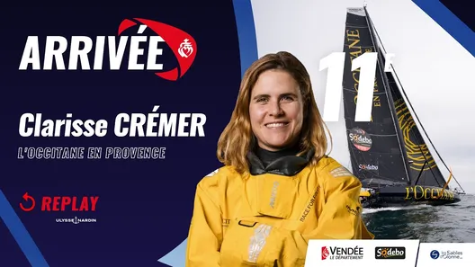 Remontée du chenal de Clarisse Crémer 11e du Vendée Globe 2024