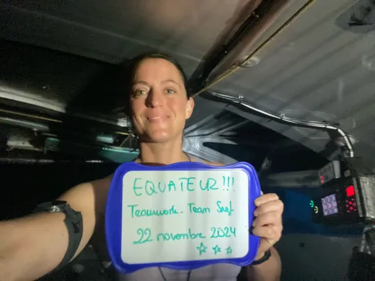 22 NOVEMBRE 2024 : Photo envoyée depuis le bateau TeamWork - Team Snef lors de la course à la voile du Vendée Globe, le 22 novembre 2024. (Photo du skipper Justine Mettraux) Equateur