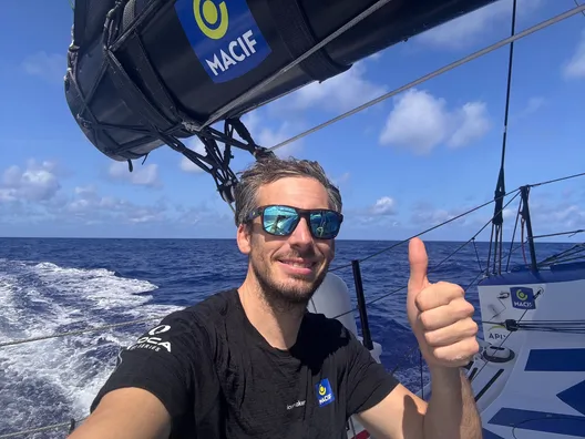 RACE, NOVEMBER 22, 2024 : Photo sent from the boat MACIF Santé Prévoyance during the Vendee Globe sailing race on November 22, 2024. (Photo by skipper Charlie Dalin)