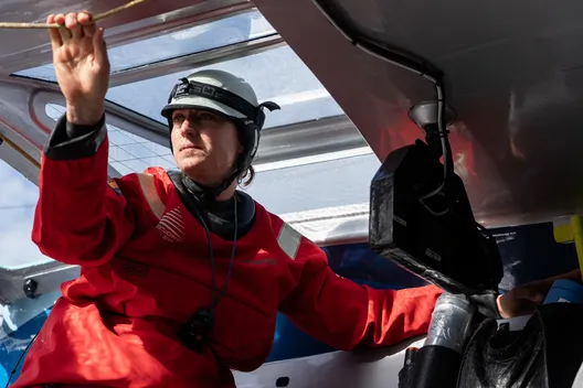 LORIENT, FRANCE - SEPTEMBER 26, 2024 : Teamwork - Team Snef skipper Justine Mettraux (SUI) is pictured during training, on September 26, 2024 off Lorient, France - Photo Gauthier Lebec 