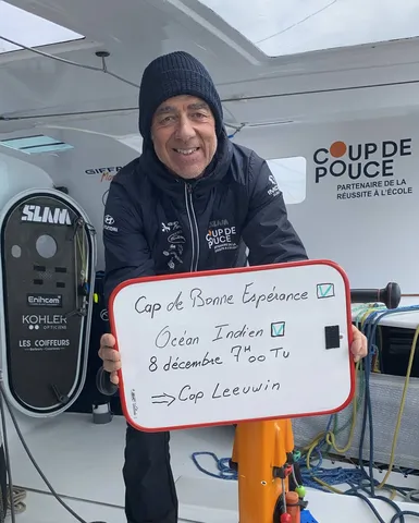 COURSE, 08 DÉCEMBRE 2024 : Photo envoyée depuis le bateau Coup de Pouce lors de la course à la voile du Vendée Globe le 08 décembre 2024. (Photo du skipper Manuel Cousin) Cap de Bonne Espérance