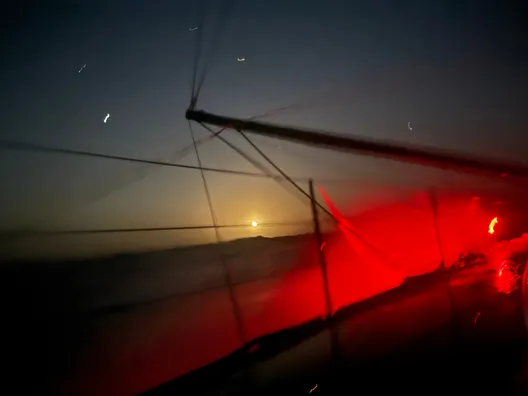 RACE, DECEMBER 16, 2024 : Photo sent from the boat GUYOT Environnement - Water Family during the Vendee Globe sailing race on December 16, 2024. (Photo by skipper Benjamin Dutreux)