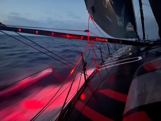 COURSE, 11 JANVIER 2025 : Photo envoyée depuis le bateau Charal lors de la course à la voile du Vendée Globe le 11 janvier 2025. (Photo du skipper Jérémie Beyou)