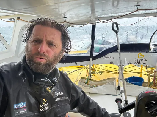 COURSE, 12 JANVIER 2025 : Photo envoyée depuis le bateau La Mie Caline lors de la course à la voile du Vendée Globe le 12 janvier 2025. (Photo du skipper Arnaud Boissières)