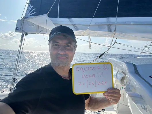 RACE, JANUARY 21, 2025 : Photo sent from the boat Prysmian during the Vendee Globe sailing race on January 21, 2025. (Photo by skipper Giancarlo Pedote)
Equator