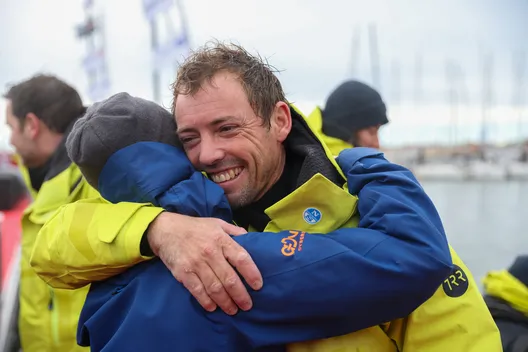 LES SABLES D'OLONNE, FRANCE - 25 JANVIER 2025 : Le skipper de VULNERABLE Thomas Ruyant (FRA) est photographié après avoir pris la 7ème place du Vendée Globe, le 25 janvier 2025 aux Sables d'Olonne, France - (Photo by LloydImages / Alea)