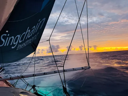 RACE, JANUARY 27, 2024 : Photo sent from the boat Singchain Team Haikou during the Vendee Globe sailing race on January 27, 2024. (Photo by skipper Jingkun Xu)