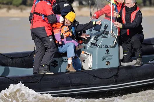 LA ROCHELLE, FRANCE - JANUARY 27, 2025 : L’Occitane en Provence skipper Clarisse Crémer (FRA) daughter Mathilda is photographed after her mother is taking 11th place in the Vendee Globe, on January 27, 2025 in La Rochelle, France - (Photo by Anne Beauge / Alea)