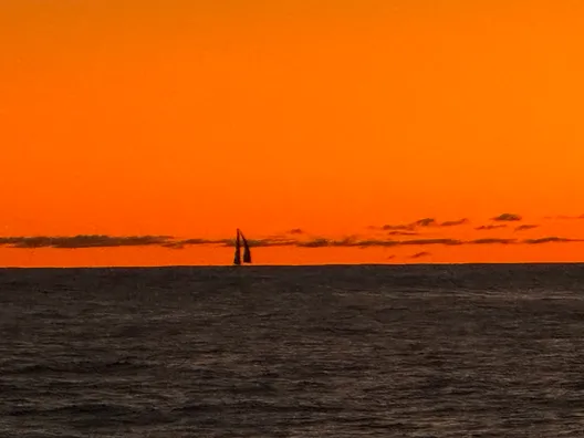 RACE, JANUARY 27, 2024 : Photo sent from the boat Monnoyeur - DUO for a JOB during the Vendee Globe sailing race on January 27, 2024. (Photo by skipper Benjamin Ferré)
Lazare skipper Tanguy Le Turquais (FRA) in sight at sunset