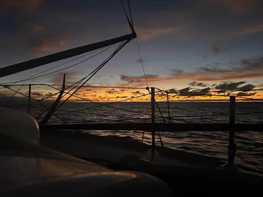 RACE, JANUARY 28, 2025 : Photo sent from the boat Prysmian during the Vendee Globe sailing race on January 28, 2025. (Photo by skipper Giancarlo Pedote)Sunset