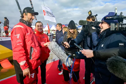 LES SABLES D'OLONNE, FRANCE - 30 JANVIER 2025 : Malizia - Le skipper de Seaexplorer Boris Herrmann (GER) est photographié après avoir pris la 12ème place du Vendée Globe, le 30 janvier 2025 aux Sables d'Olonne, France - (Photo by Olivier Blanchet / Alea)