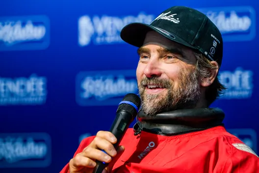 LES SABLES D'OLONNE, FRANCE - 30 JANVIER 2025 : Malizia - Le skipper de Seaexplorer Boris Herrmann (GER) est photographié après avoir pris la 12ème place du Vendée Globe, le 30 janvier 2025 aux Sables d'Olonne, France - (Photo by Olivier Blanchet / Alea)