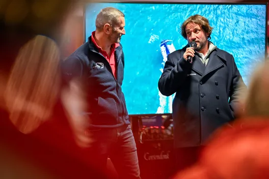 LES SABLES D'OLONNE, FRANCE - 15 FEVRIER 2025 : Le skipper de HUMAN Immobilier Antoine Cornic (FRA) est photographié au Skippers Finishers Club du Vendée Globe, le 15 février 2025 aux Sables d'Olonne, France - (Photo by Jean-Louis Carli / Alea)