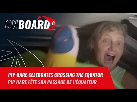 Pip Hare celebrates crossing the equator | Vendée Globe 2024