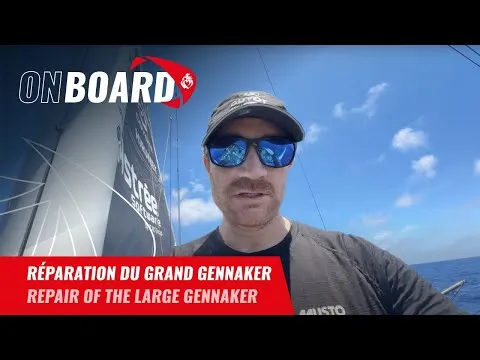 Réparation du grand gennaker pour Benjamin Dutreux | Vendée Globe 2024