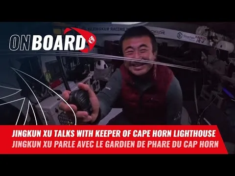 Jingkun Xu talks with the lighthouse keeper of Cape Horn