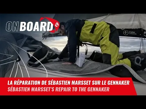 La réparation de Sébastien Marsset sur le gennaker | Vendée Globe 2024