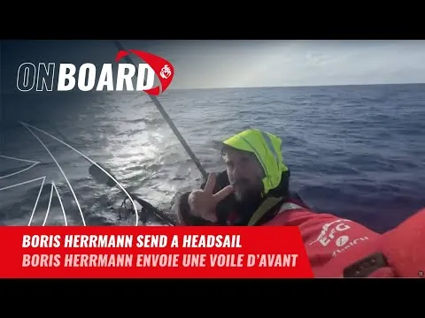 Boris Herrmann send a headsail | Vendée Globe 2024