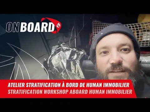 Atelier stratification à bord de Human Immobilier | Vendée Globe 2024