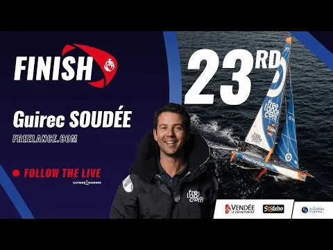 Finish of Guirec Soudée, 23rd in the Vendée Globe