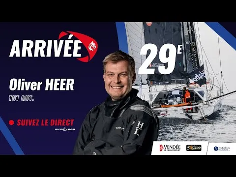 Arrivée d'Oliver Heer, 29e du Vendée Globe