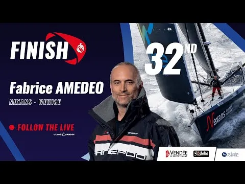 Finish of Fabrice Amedeo 32nd in the Vendée Globe