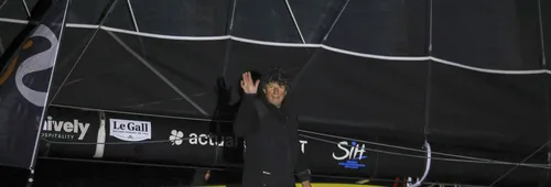 LES SABLES D’OLONNE, FRANCE - FEBRUARY 04, 2025 : Tout Commence en Finistère - Armor Lux skipper Jean le Cam (FRA) is photographed after taking 20th place in the Vendee Globe, on February 04, 2025 in Les Sables d'Olonne, France - (Photo by Jean-Marie Liot / Alea)