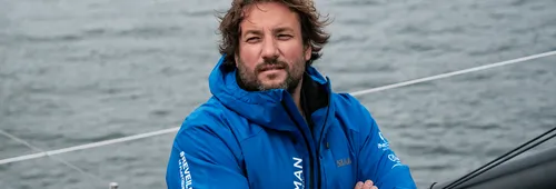 LORIENT, FRANCE - SEPTEMBER 2, 2024 : Human Immobilier skipper Antoine Cornic (FRA) is pictured on September 2, 2024 in Lorient, France - Photo by Bastien Hebras