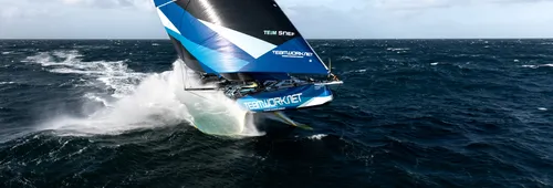 LORIENT, FRANCE - SEPTEMBER 26, 2024 : Teamwork - Team Snef skipper Justine Mettraux (SUI) is pictured during training, on September 26, 2024 off Lorient, France - Photo Gauthier Lebec