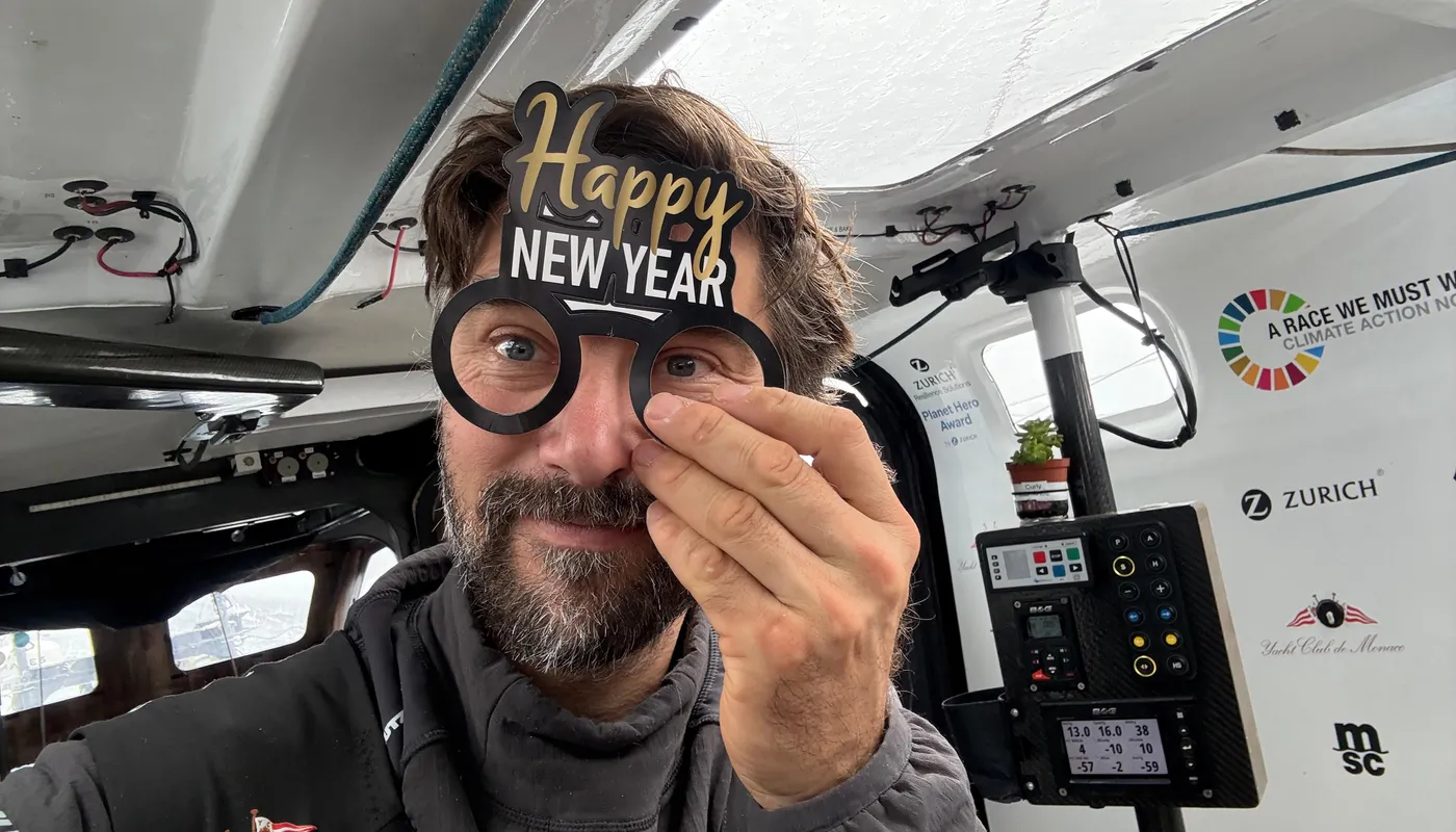 LE 31 DÉCEMBRE 2024 : Photo envoyée depuis le bateau Malizia - Seaexplorer lors de la course à la voile du Vendée Globe le 31 décembre 2024. (Photo du skipper Boris Herrmann) Bonne année !