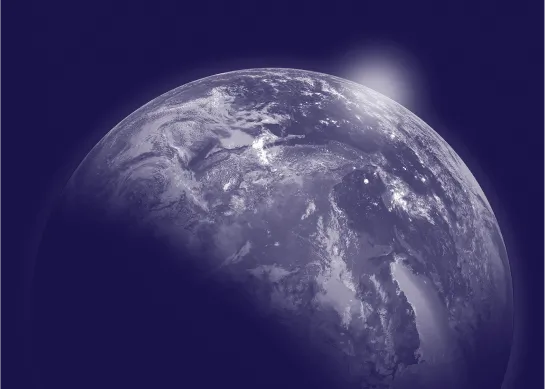 globe terrestre avec un filtre bleu foncé
