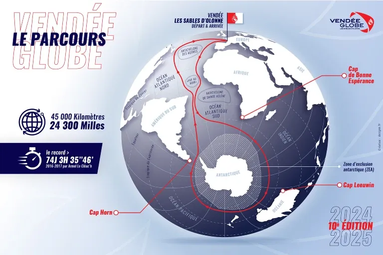 Le parcours de la dixième édition du Vendée Globe